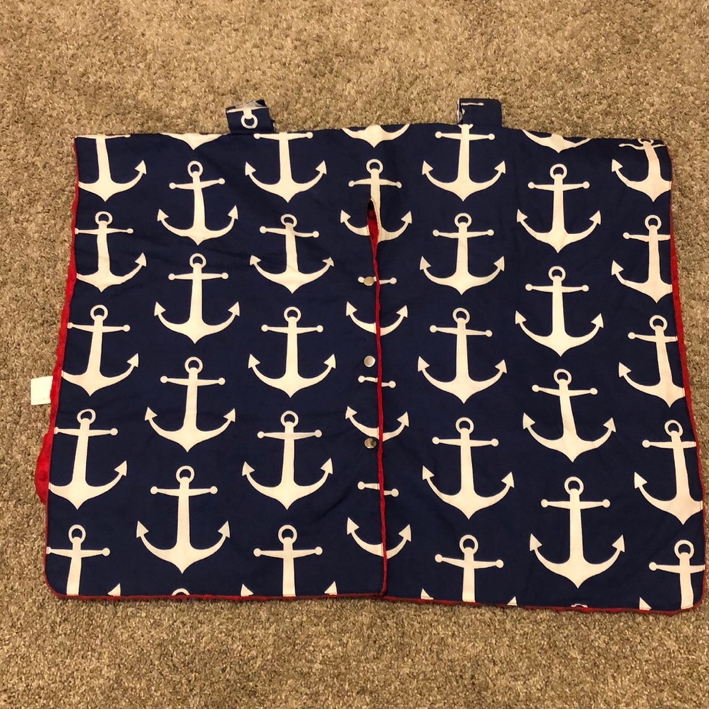 Nautical (anchor) blue & red car seat cover.